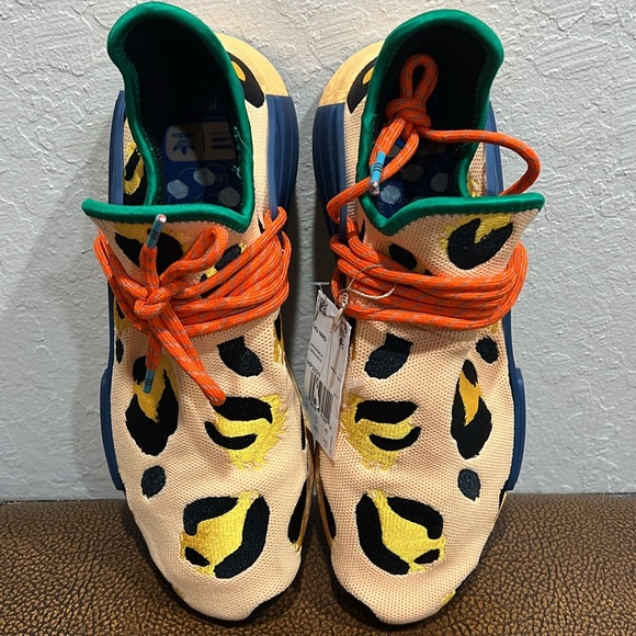 New Adidas Pharrell Williams Human Race NMD Animal Print Peach & Orange Sneakers - Picture 2 of 8